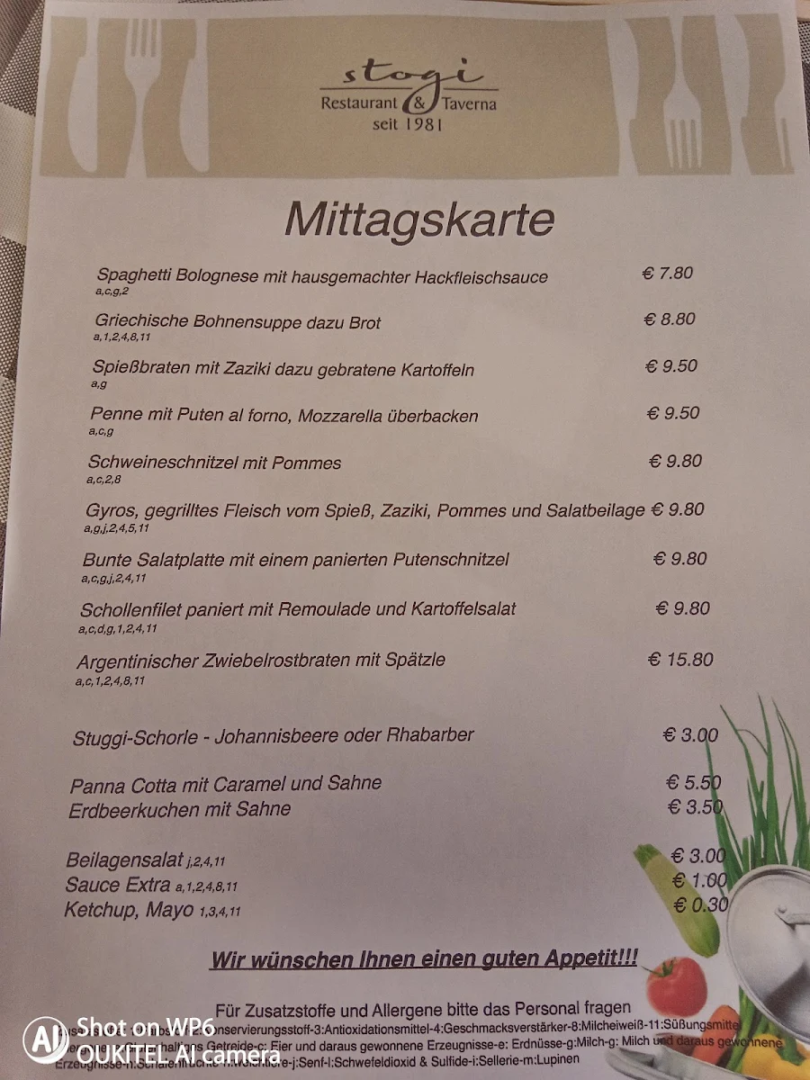 Speisekarte, stogi - Restaurant & Taverna