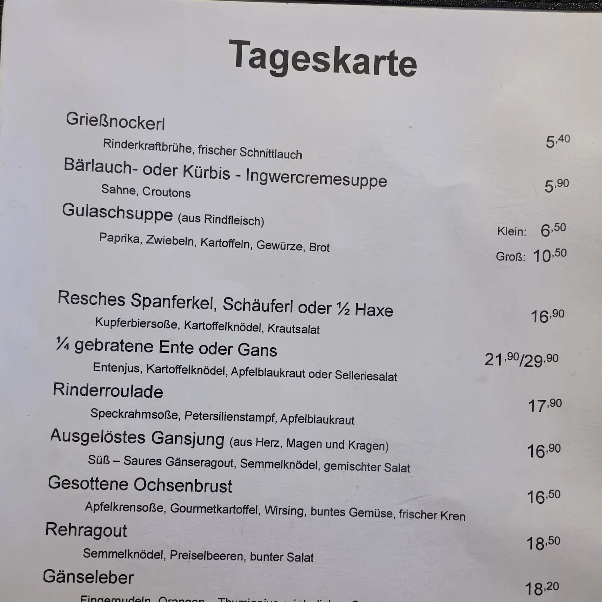 Speisekarte photo 1