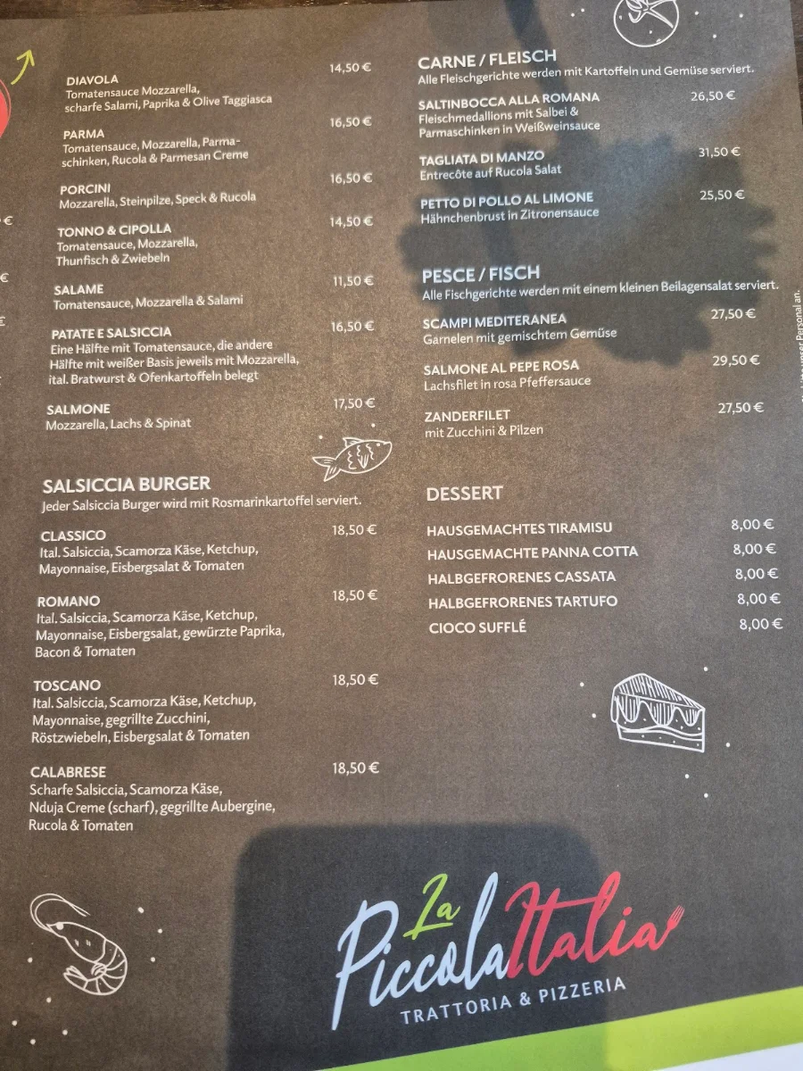 Speisekarte, La Piccola Italia - Trattoria & Pizzeria