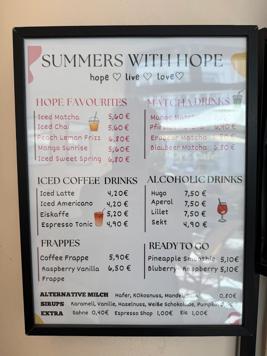 Speisekarte, Hope Café | Konditorei