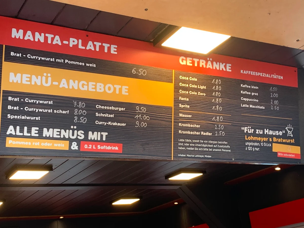 Speisekarte, Bratwurst vom Holzkohlegrill