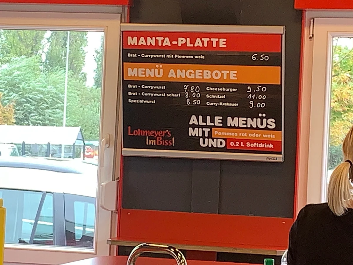 Speisekarte, Bratwurst vom Holzkohlegrill