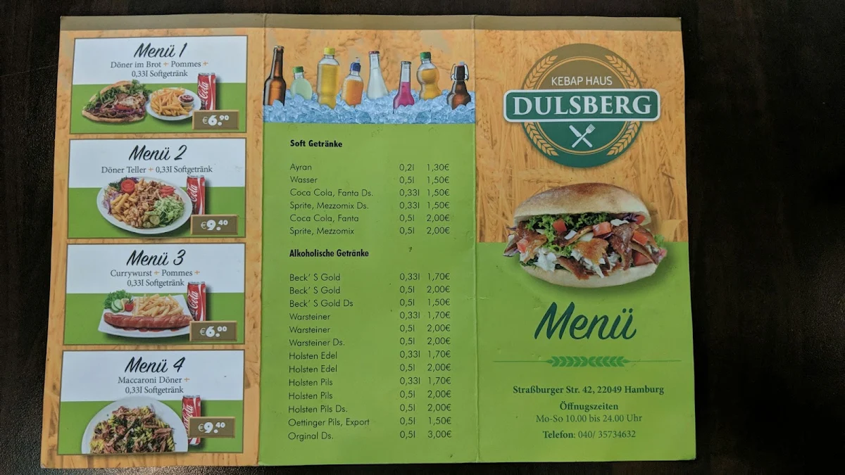 Speisekarte, Dulsberg Kebap Döner Haus
