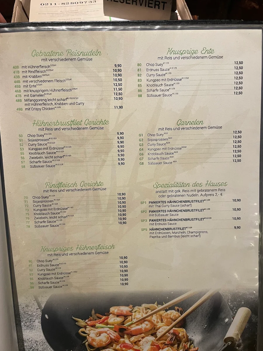 Speisekarte, Zu-dis Asia Wok