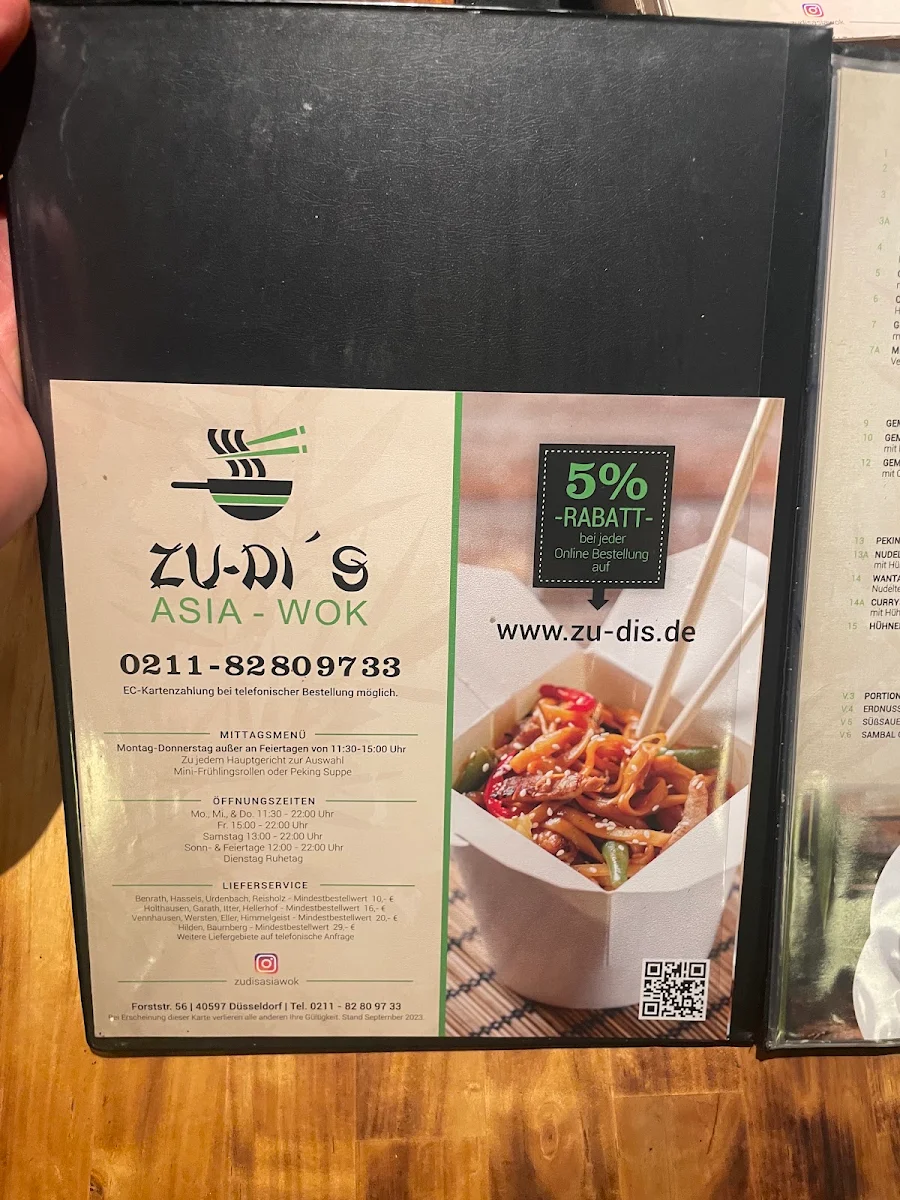 Speisekarte, Zu-dis Asia Wok