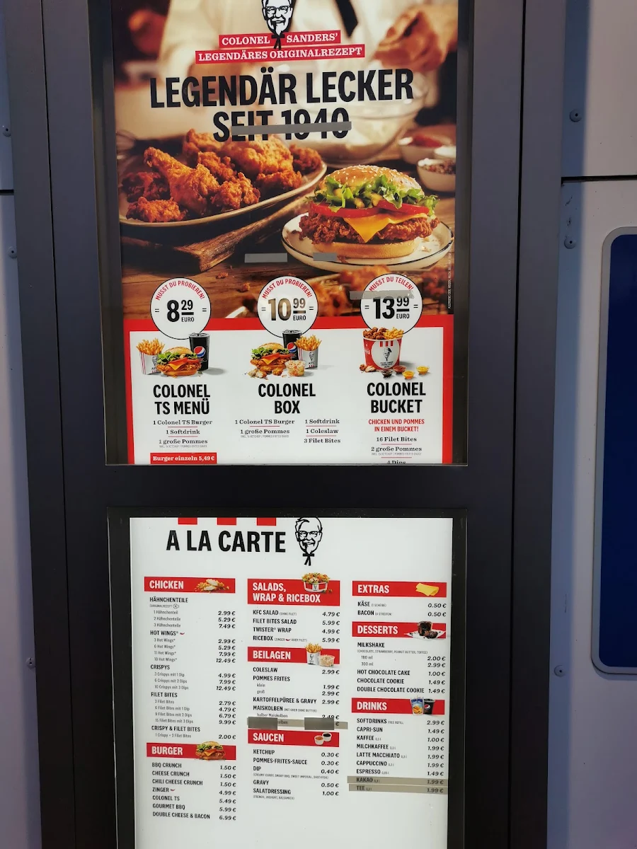 Speisekarte, Kentucky Fried Chicken