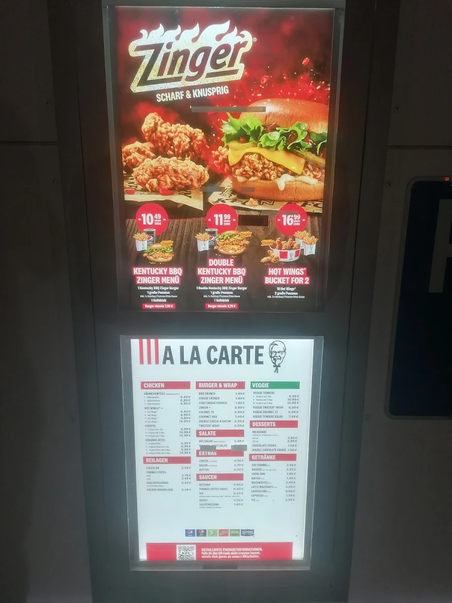 Speisekarte, Kentucky Fried Chicken