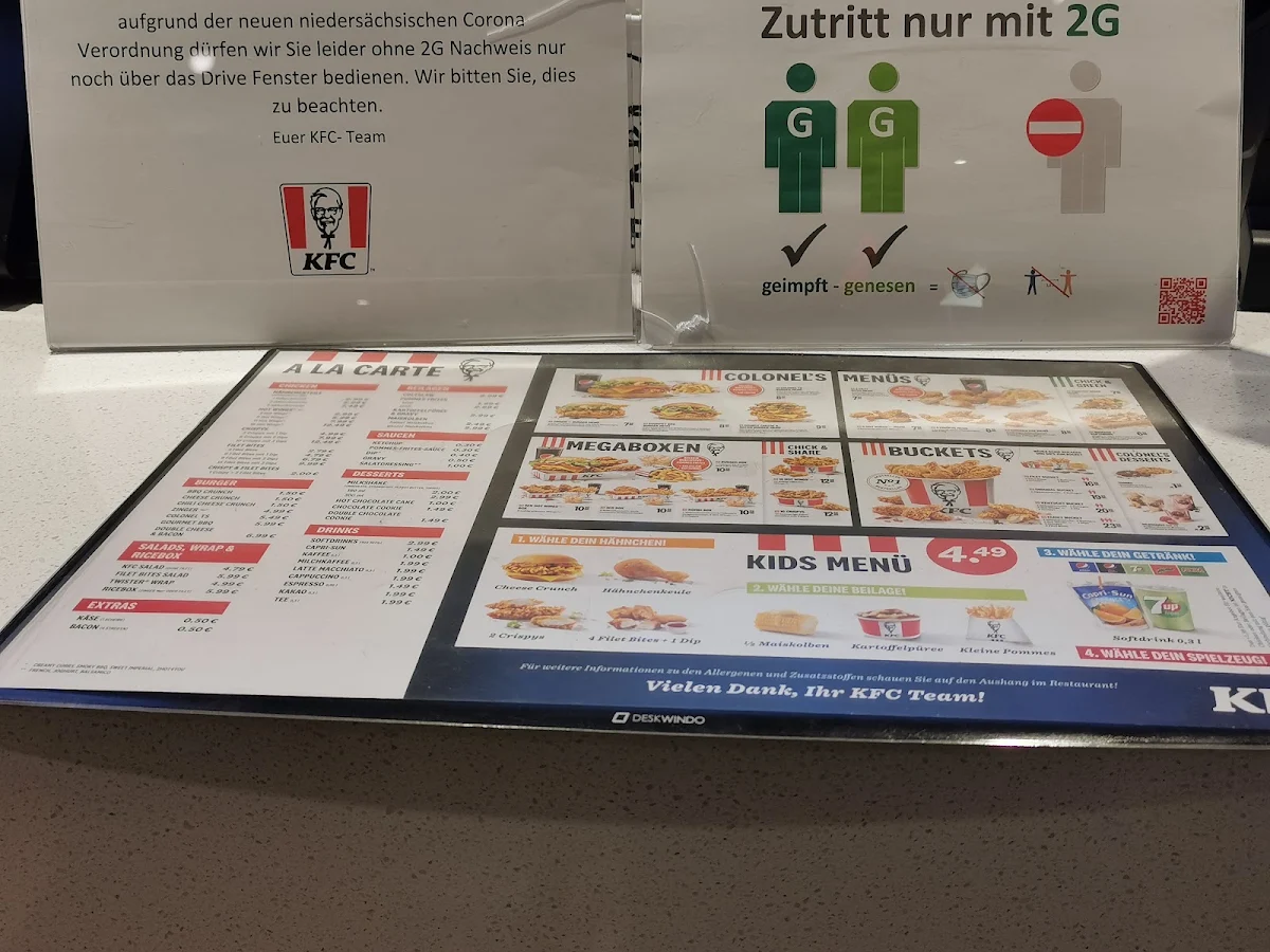 Speisekarte, Kentucky Fried Chicken
