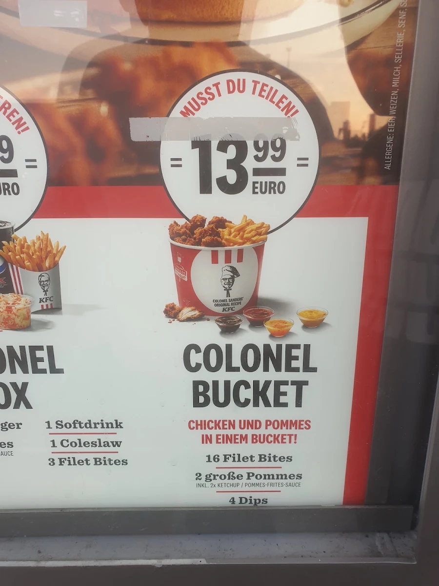 Speisekarte, Kentucky Fried Chicken