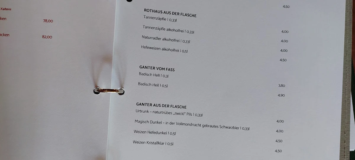 Speisekarte, Restaurant Ochsen