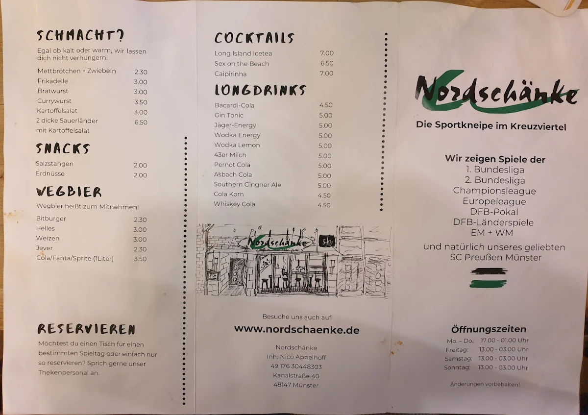 Speisekarte, Nordschänke