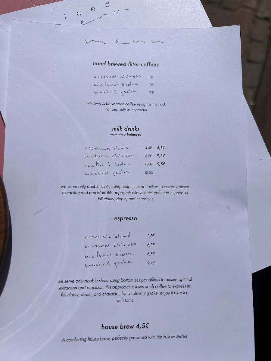 Speisekarte, Ordinary Café
