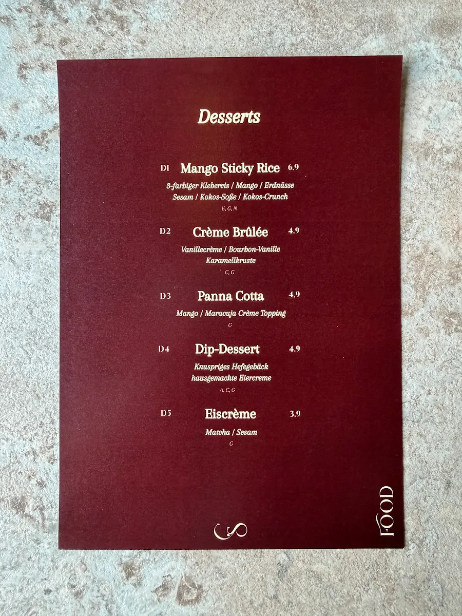 Speisekarte, Cout'Sies Café