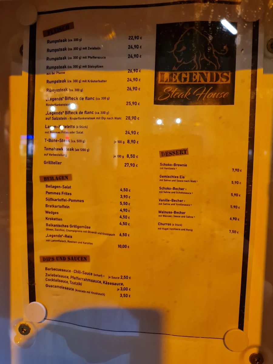 Speisekarte, Steakhaus Zum Alten Markt