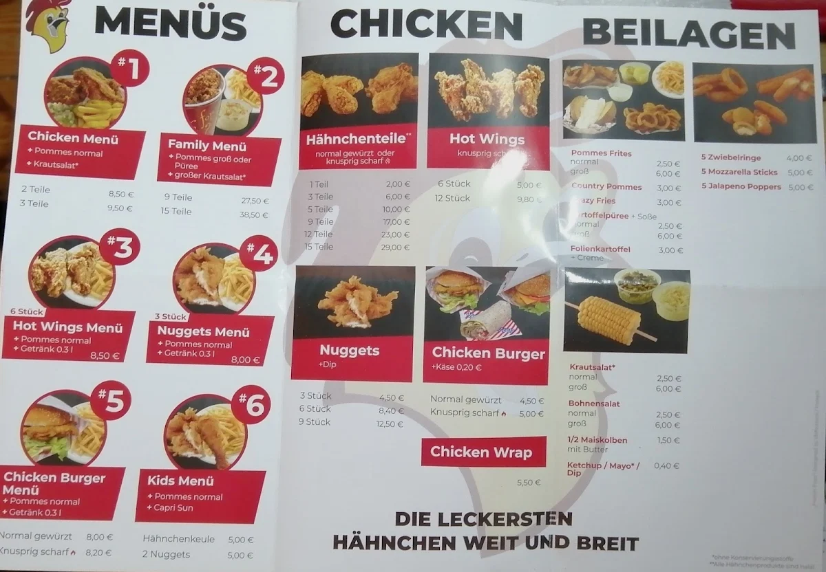 Speisekarte, American Fried Chicken