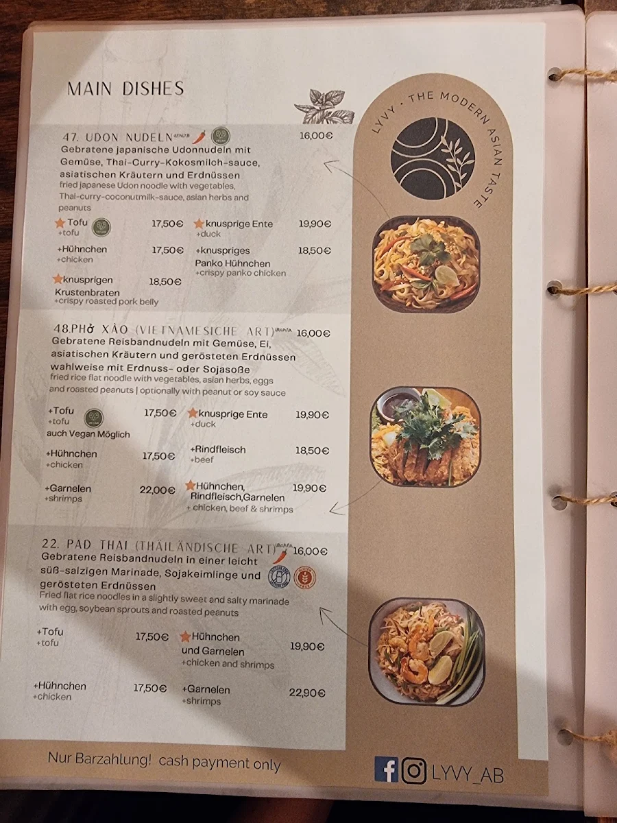 Speisekarte, LYVY - THE MODERN ASIAN TASTE