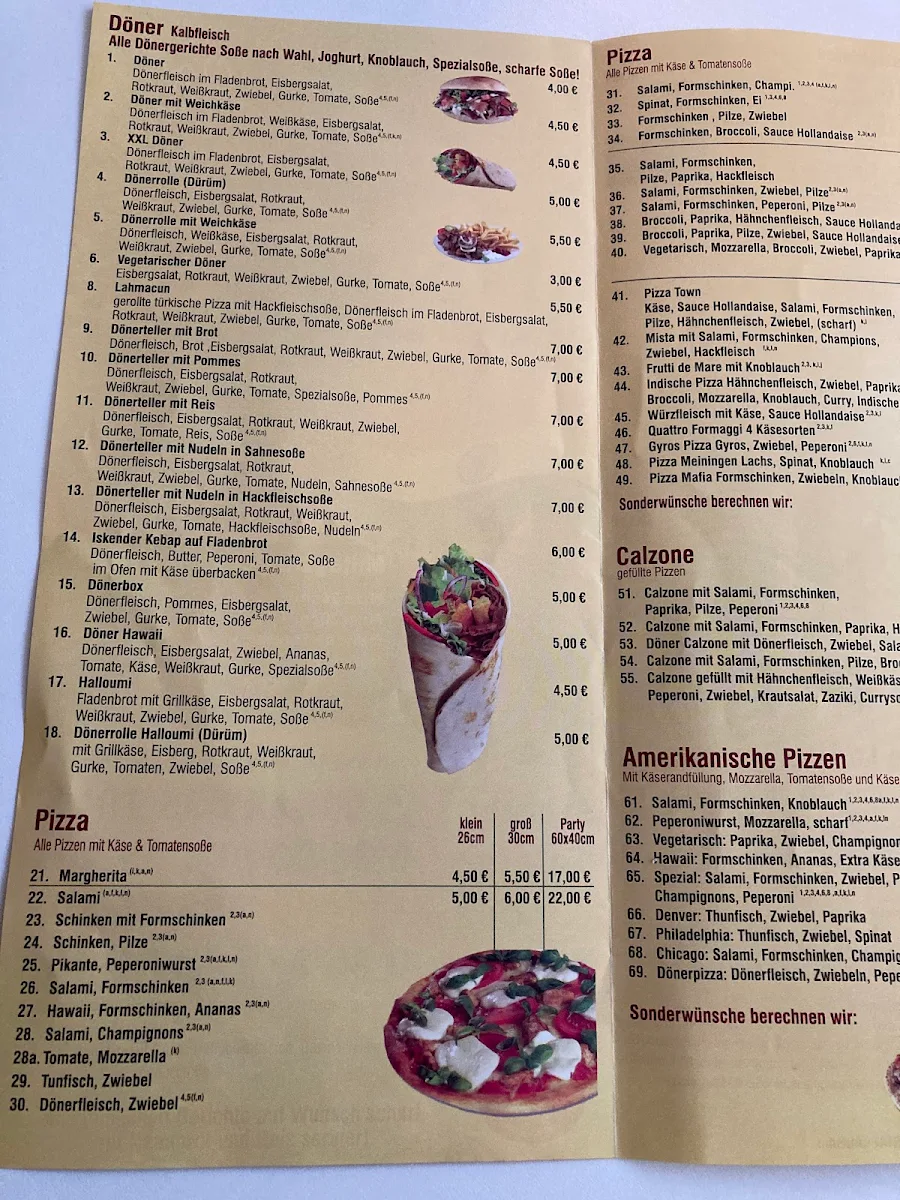 Speisekarte, Pizza Town & Döner