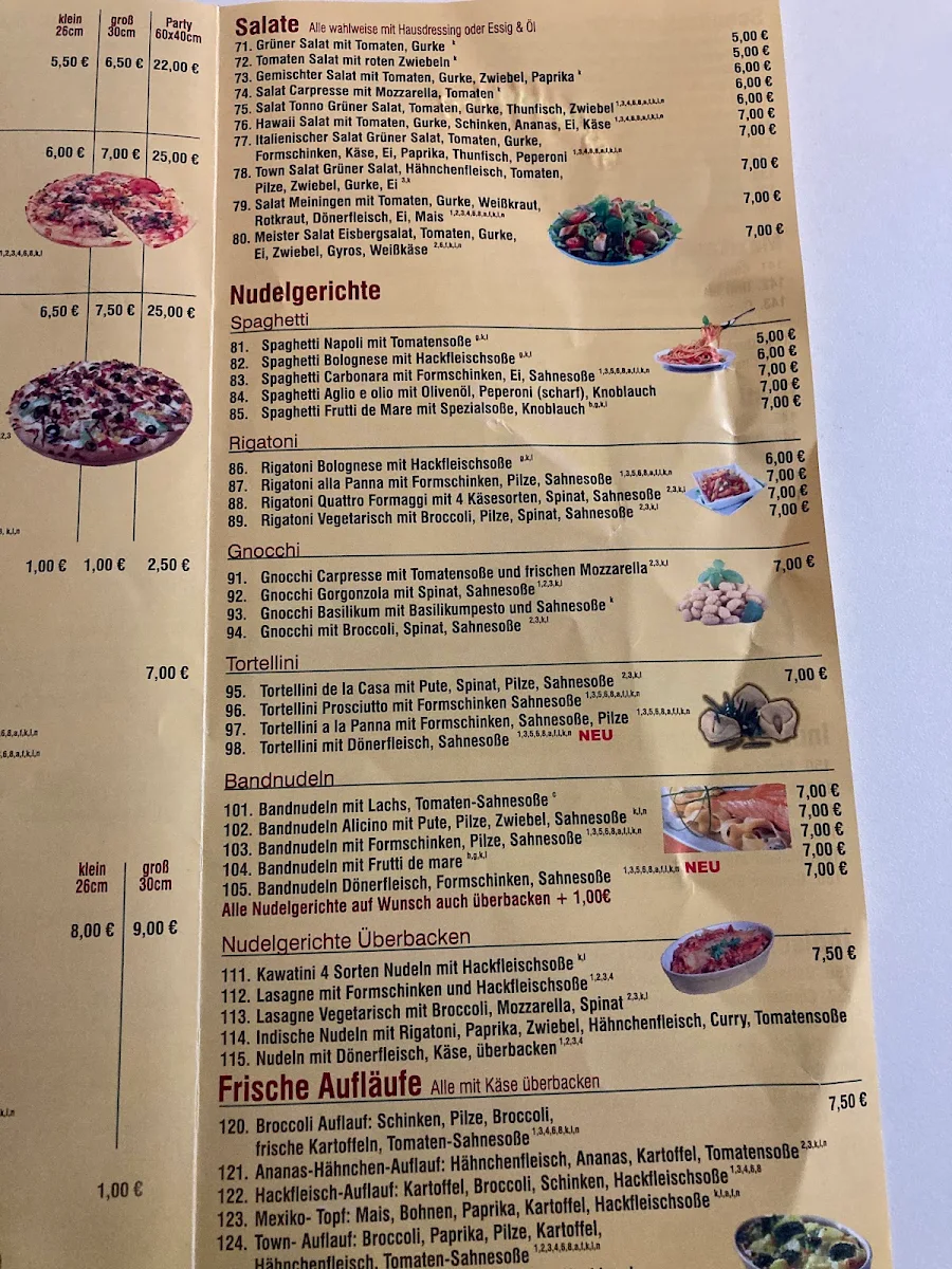 Speisekarte, Pizza Town & Döner