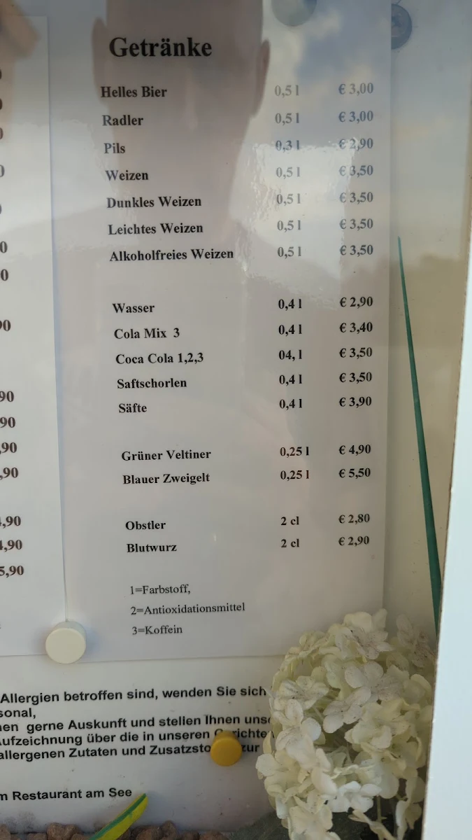 Speisekarte, Restaurant am See