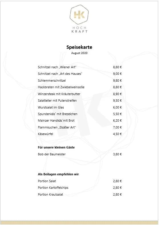 Speisekarte photo 1