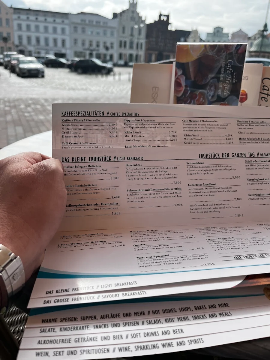 Speisekarte, Café Hegede