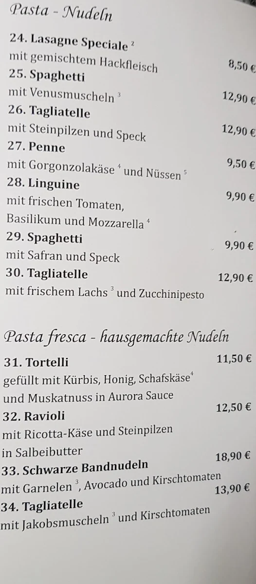 Speisekarte, Osteria il Conte