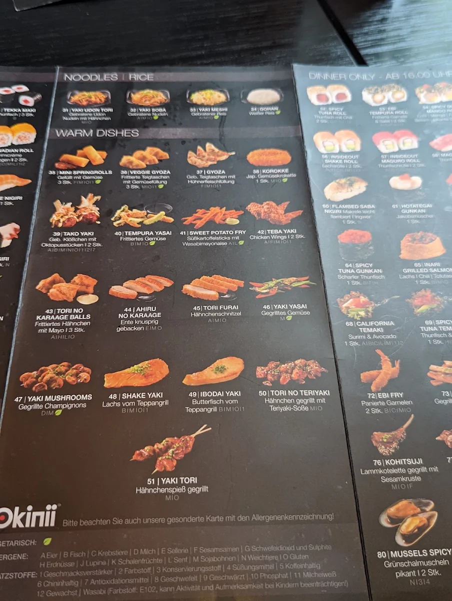 Speisekarte, Okinii Essen