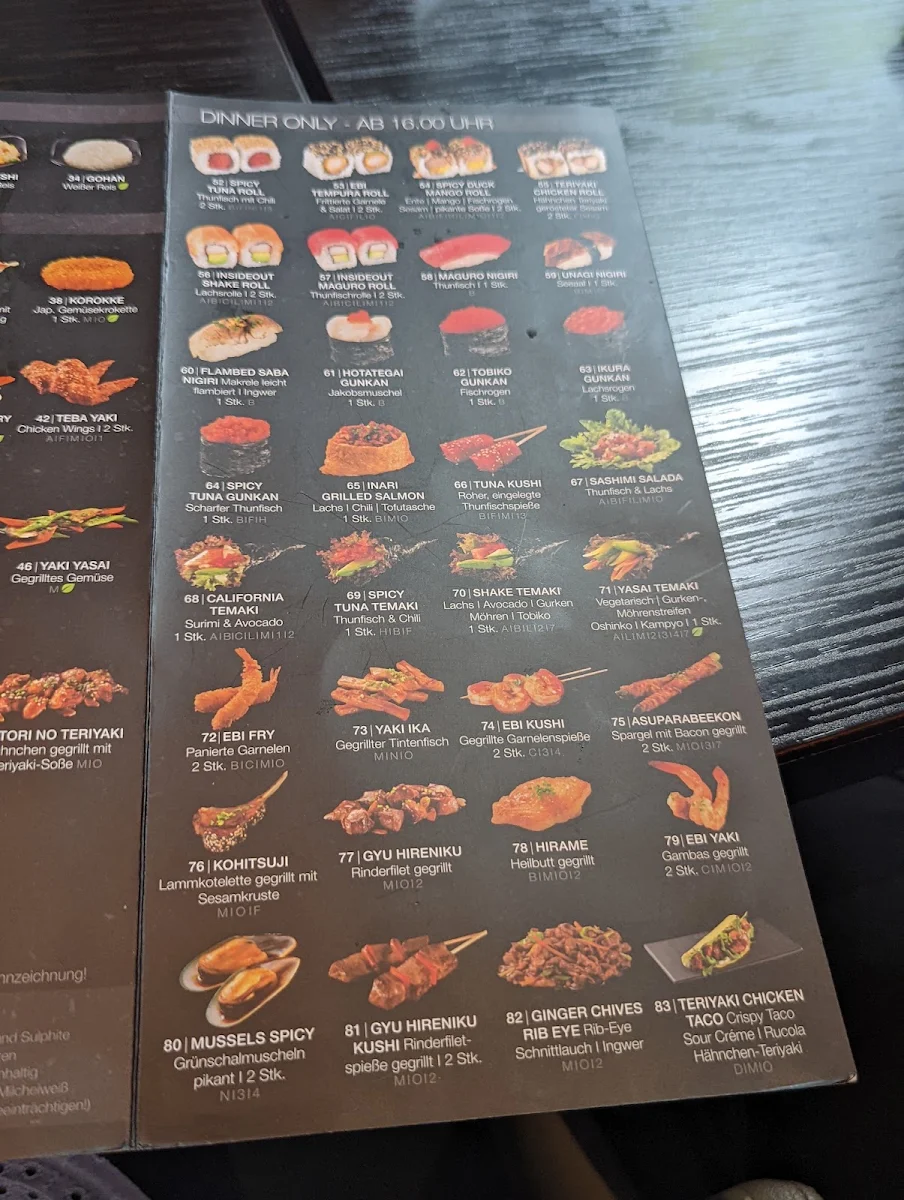 Speisekarte, Okinii Essen