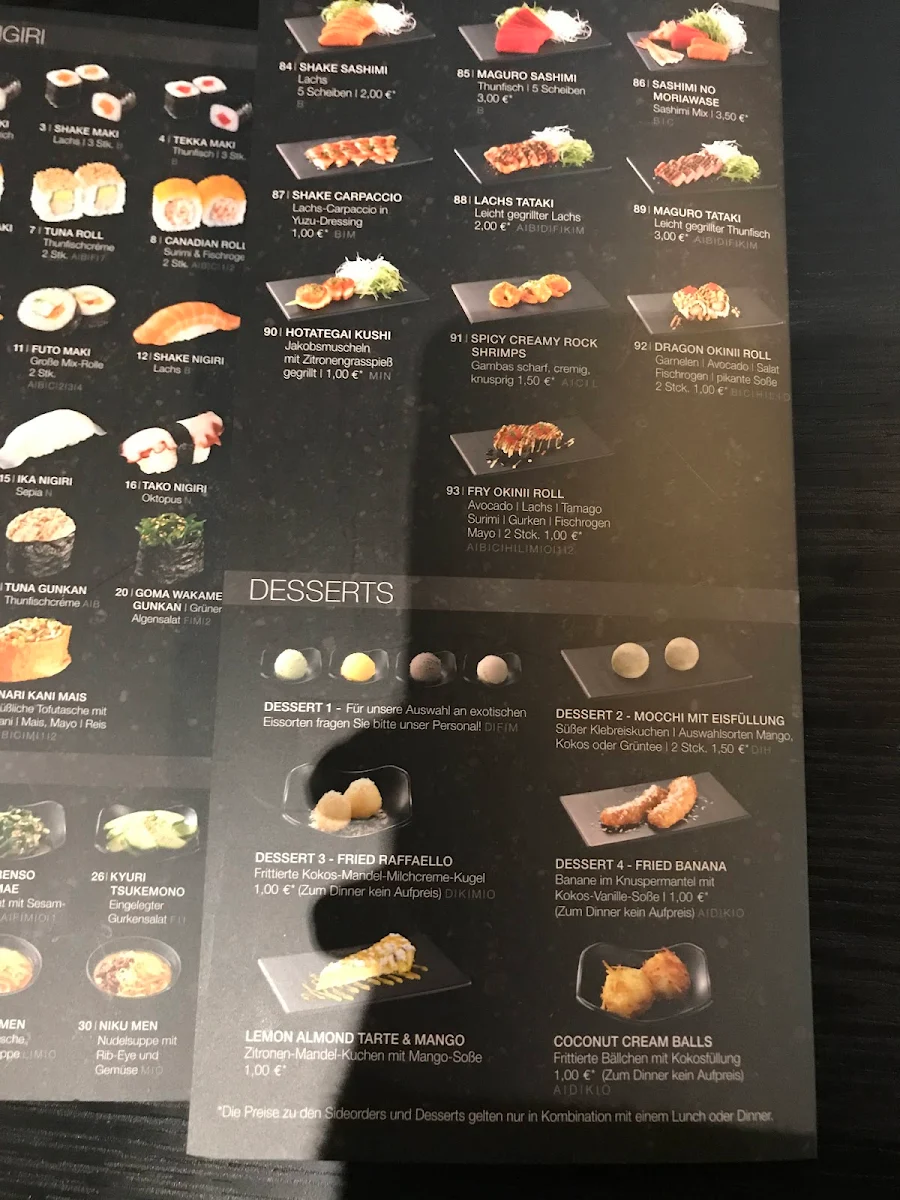 Speisekarte, Okinii Essen