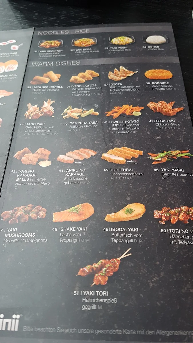 Speisekarte, Okinii Essen