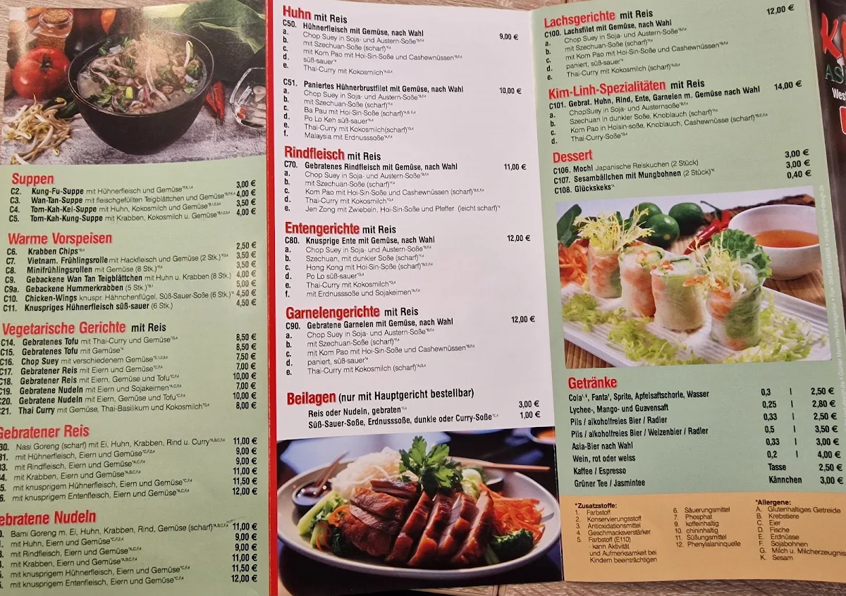 Speisekarte, Kim Linh Asiawok &Sushi