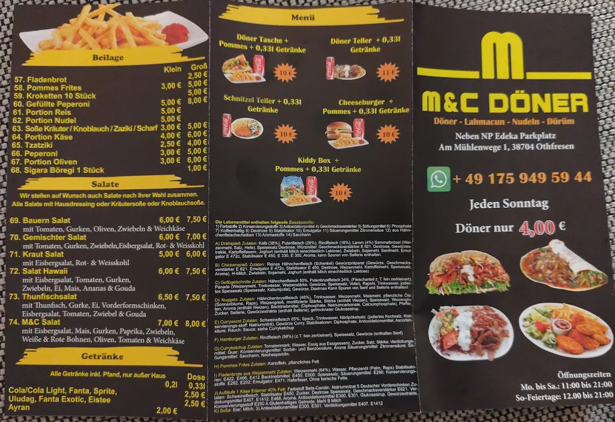 Speisekarte, M&C Döner Othfresen