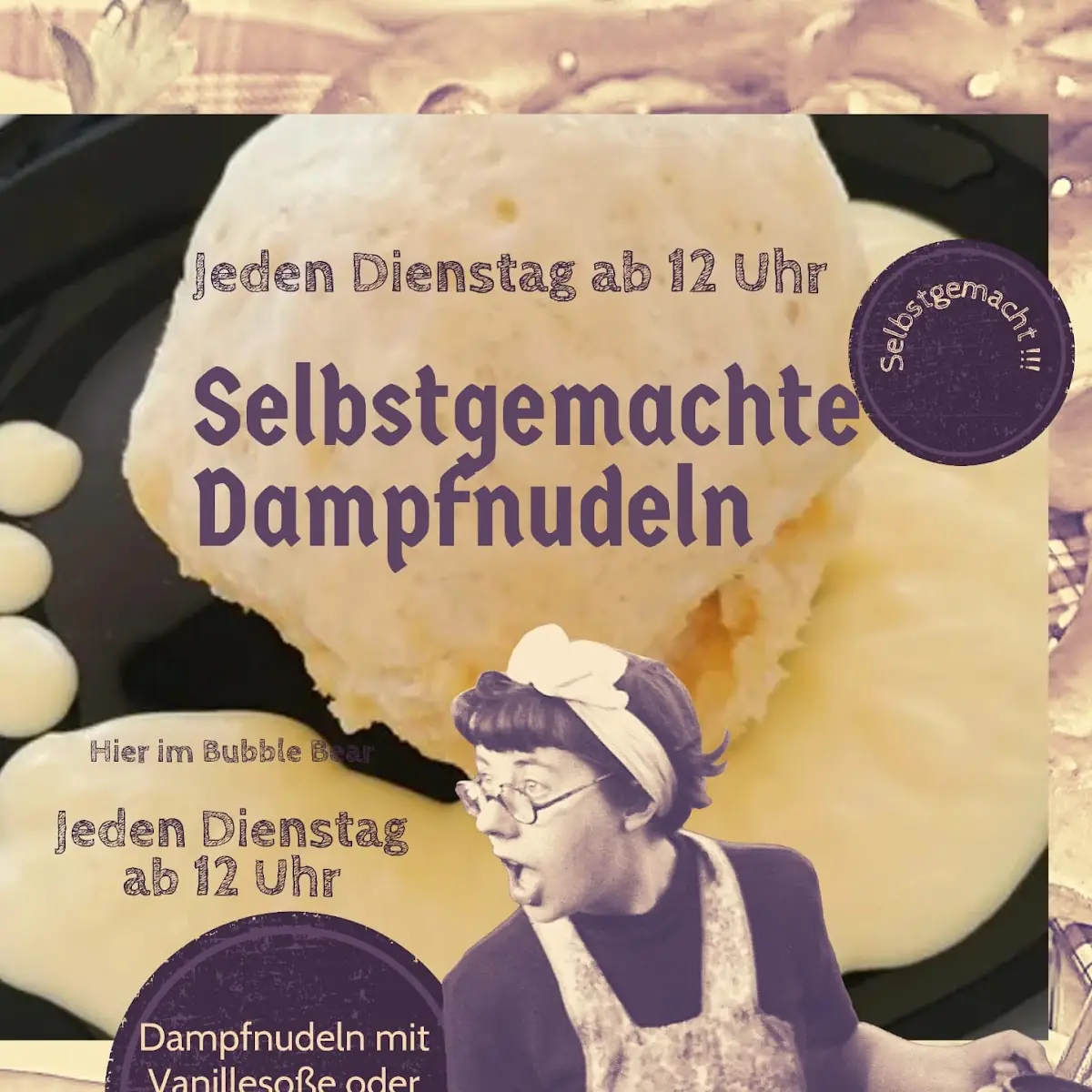Speisekarte, Bubble Bear Cafe & Druck Schopfheim + Dampfnudeln & Crêpes