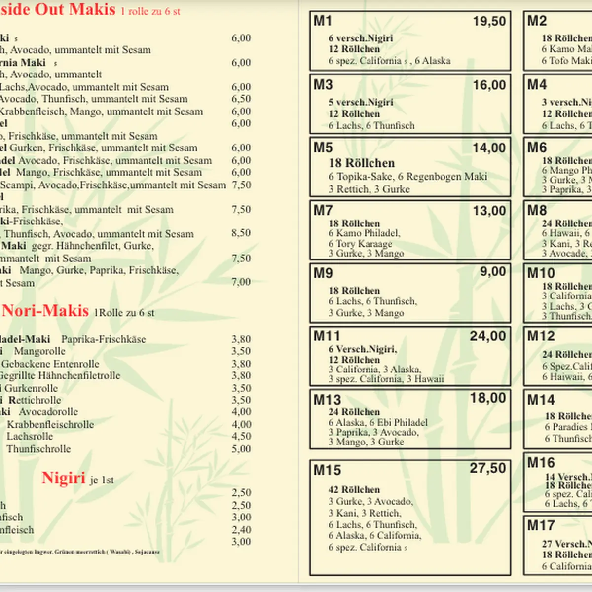 Speisekarte, ASIA WOK