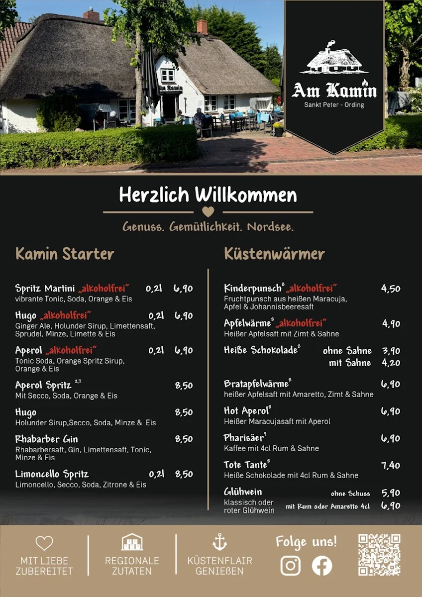 Speisekarte, Am Kamin