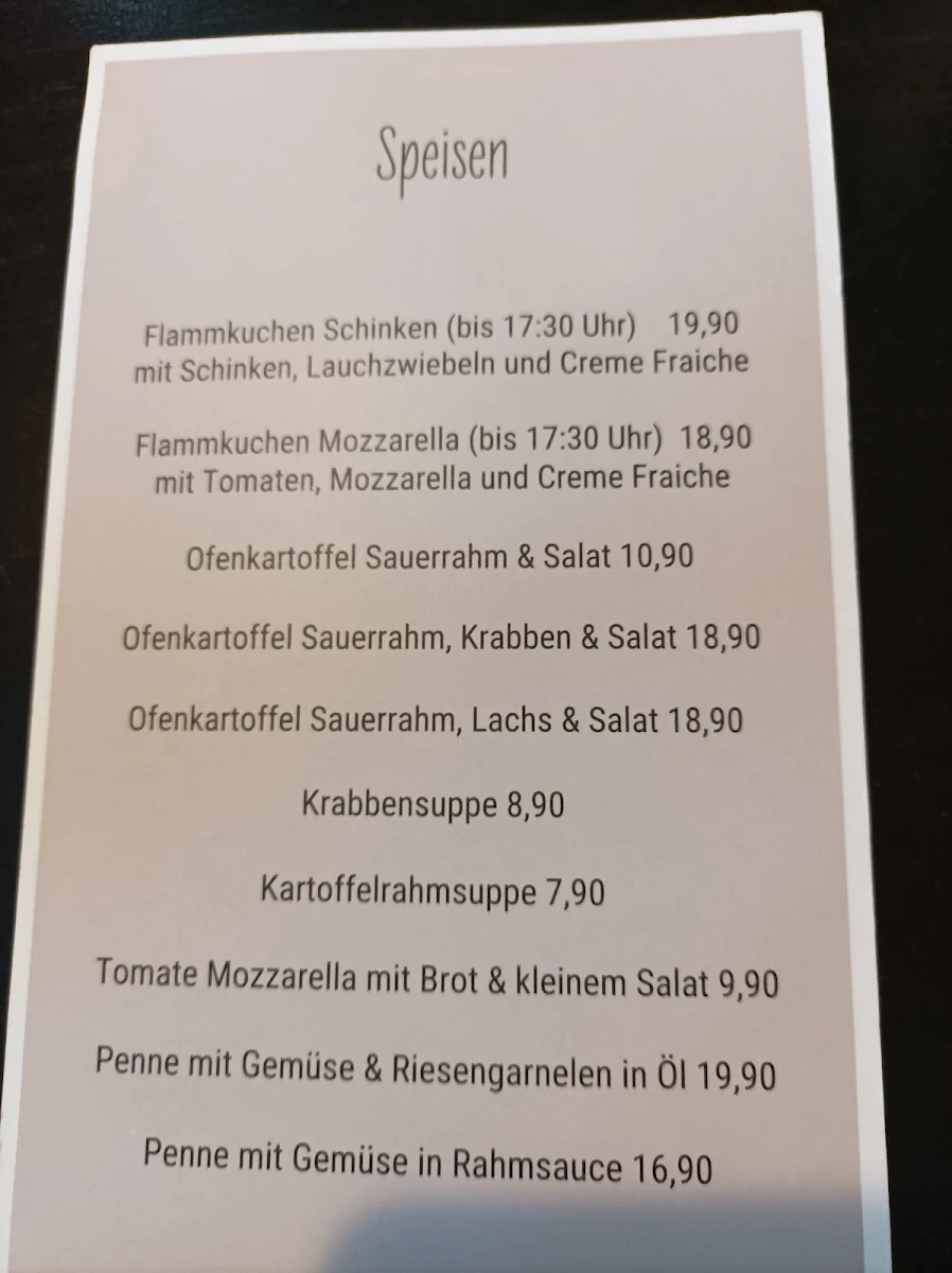 Speisekarte, Am Kamin