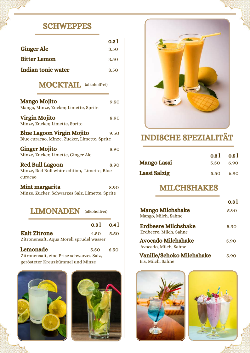 Speisekarte, SizzleHouse Restaurant