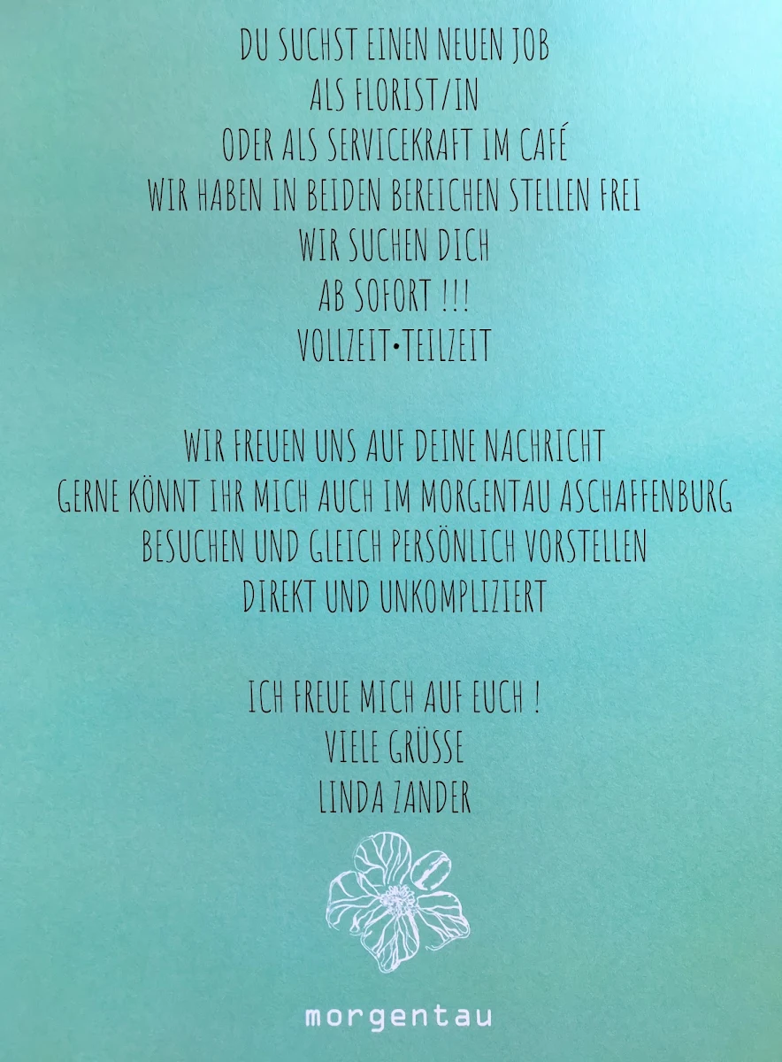 Speisekarte, Morgentau Café & Floristik