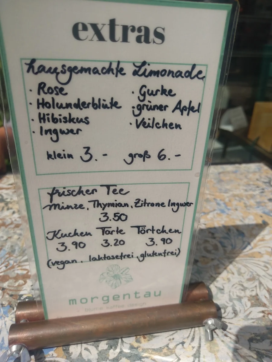 Speisekarte, Morgentau Café & Floristik