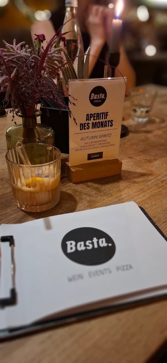 Speisekarte, Basta. - Wein, Events, Pizza